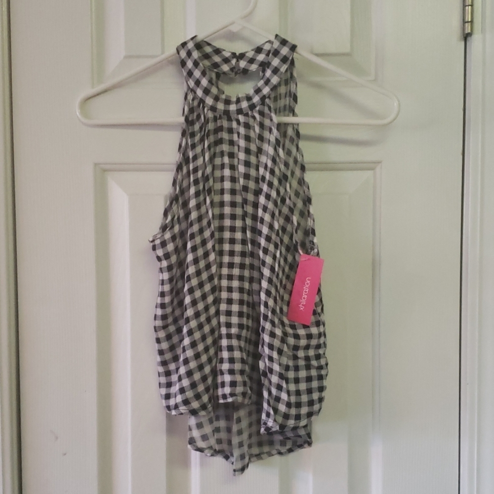 Navy Plaid Crop